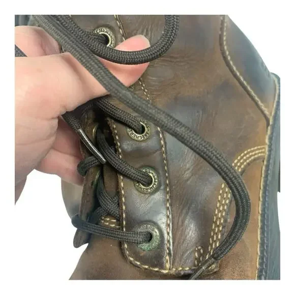 Skechers 7.5 Women's Brown Leather healed vintage y2k Ankle Boots chunky - Picture 8 of 16